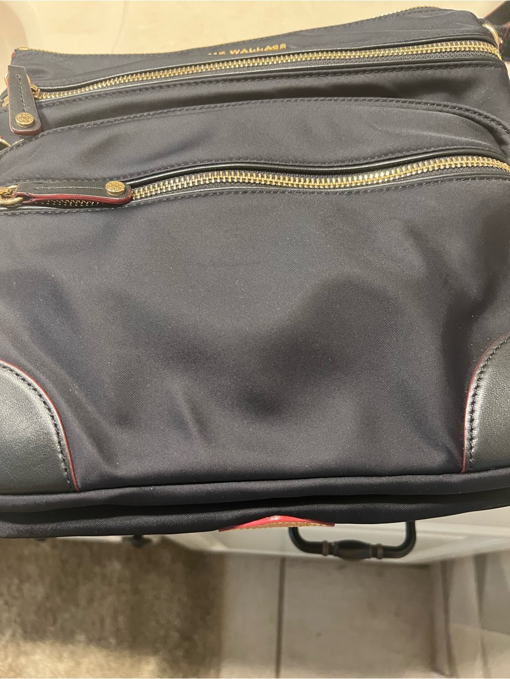 MZ Wallace Large Tribeca Bedford Nylon Crossbody BLACK with Gold Hardware - Picture 7 of 10